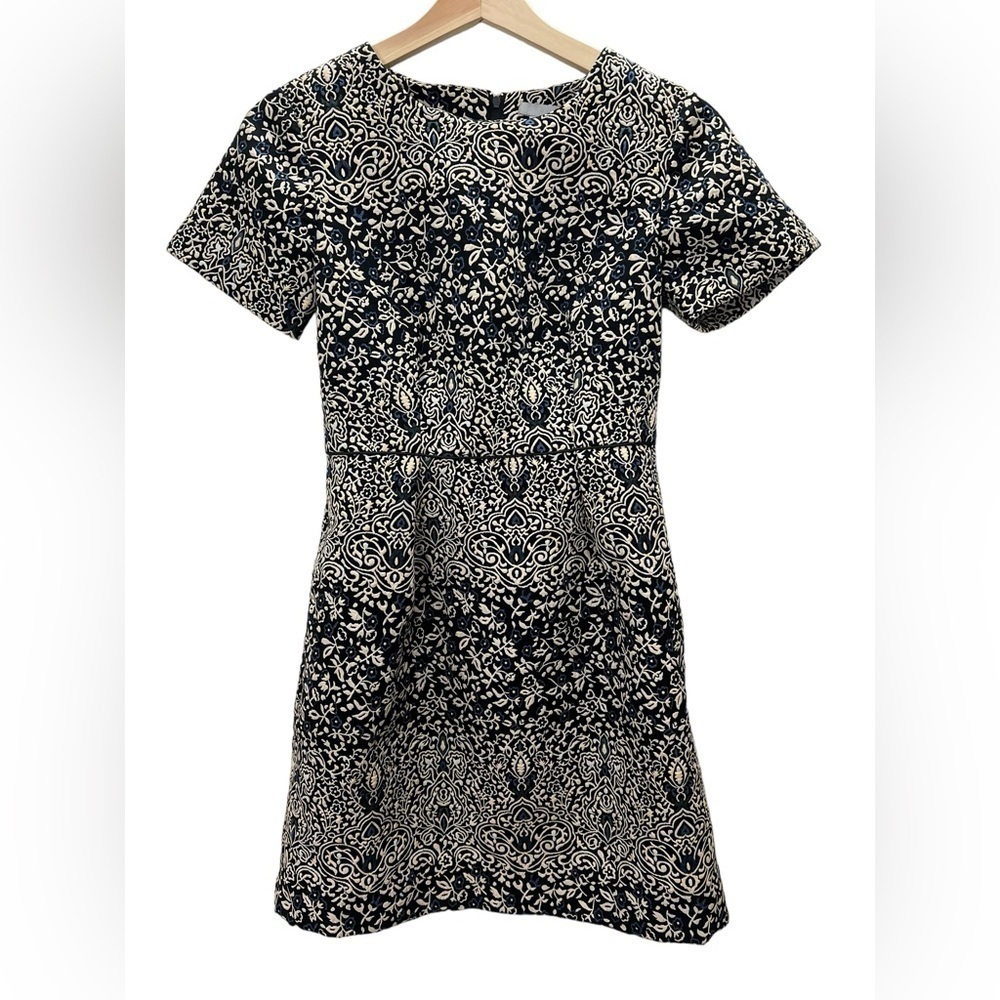 H&M Black and Blue Sheath Mini Dress Crew Neck